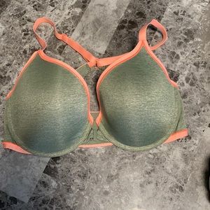 VICTORIAS SECRET RACERBACK SEMI DEMI 34DD grey/pink